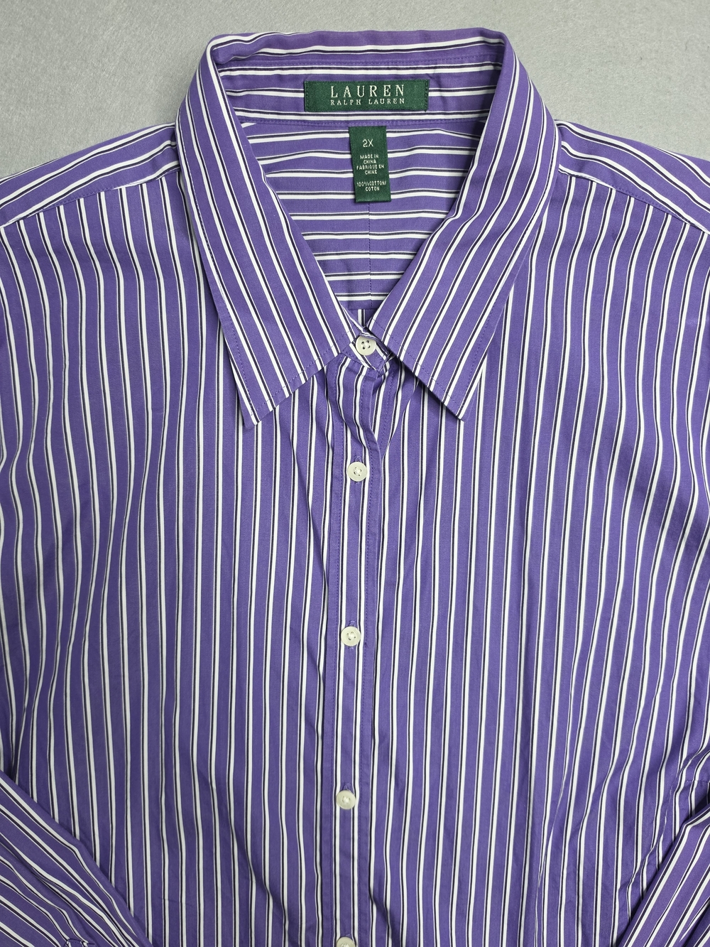 Lauren Ralph Lauren Purple Striped Men's Dress Shirt 2XL